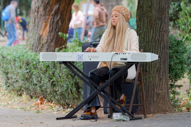 Girl playing a Casio keyboard